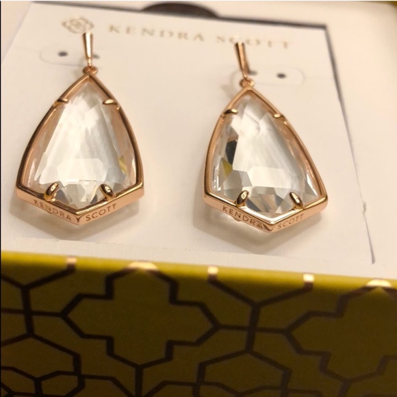 Kendra Scott Rose Gold Clear Glass Carla Earrings - Picture 5 of 7